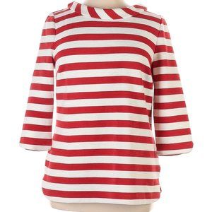 VGUC Boden Collared Blouse Women's Red White Striped 3/4 Sleeve, size 16
